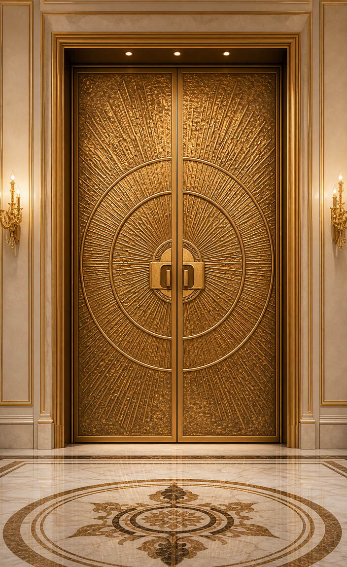 Radial gold palace copper art door